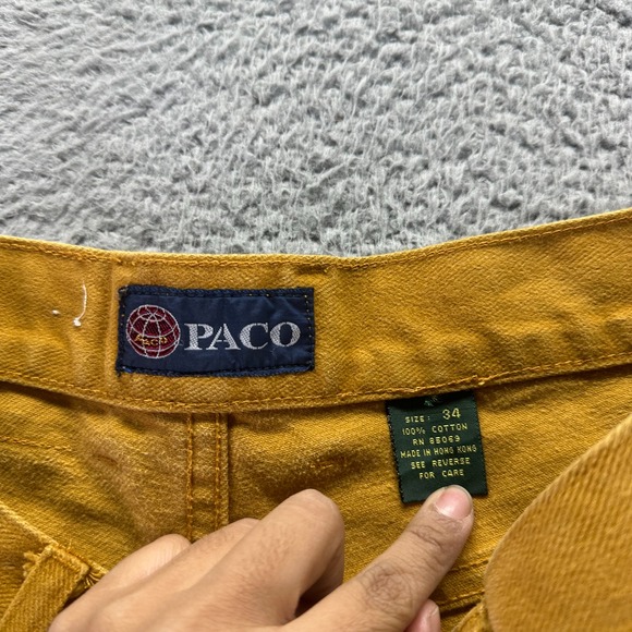 Vintage Paco Jeans Mens 34x27 Brown Cotton Denim Wide-Leg Baggy Workwear Utility - Picture 3 of 9